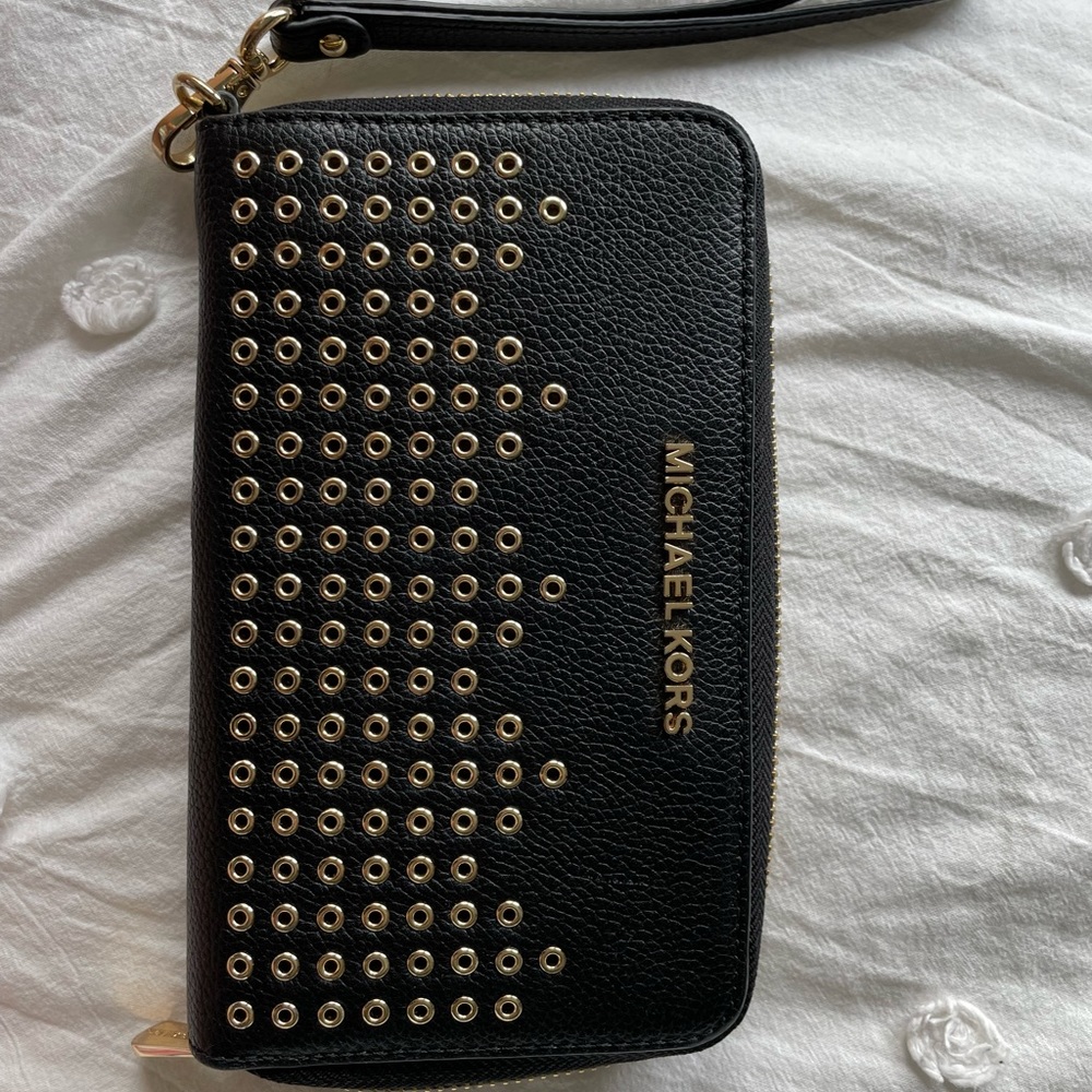 Lightly Used Black Leather Michael Kors Wristlet